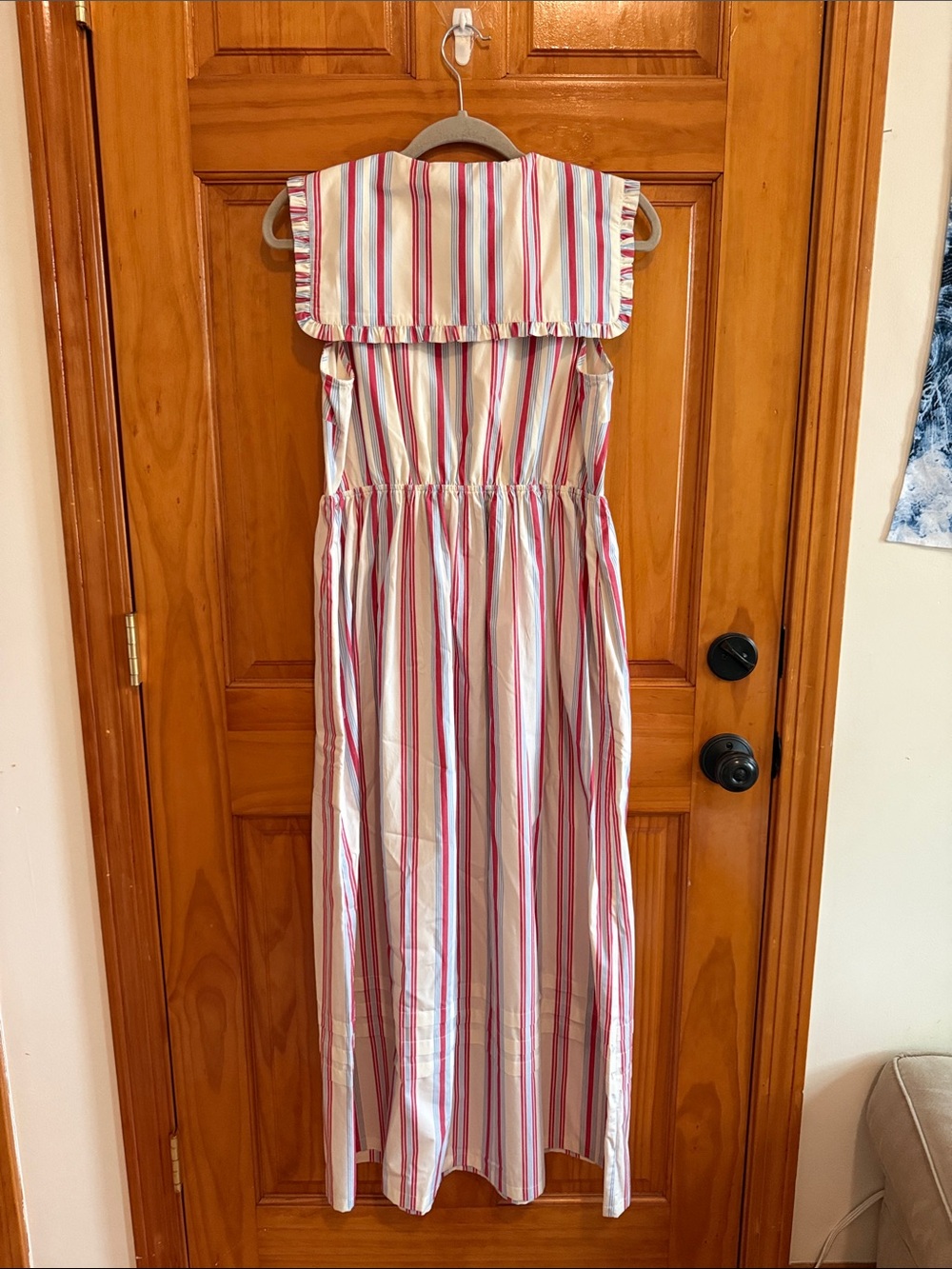 Caroline Constas Red & Blue Striped Sailor Collar Summer Maxi Dress Small - Picture 8 of 9